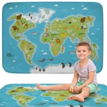 zachte kindervloerkleed – speelmat wereldkaart met dieren 100 × 150 cm achoka