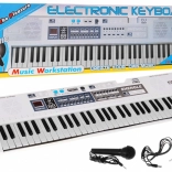 White children's keyboard set with microphone, recording, and stereo speakers