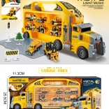 Koffertje vrachtwagen met 6 metalen voertuigen met licht en geluid