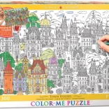EUROGRAPHICS kleurpuzzel Huizen in de stad 300 stukjes + ophangset