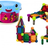 Magnetische constructiespeelgoed met verlichting in een emmer 80 stukken