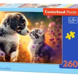 Puzzel 260 stukjes – kitten en hondje: nieuwe vriendschap