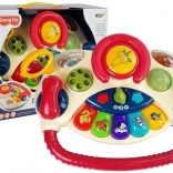 Interactief stuur voor kinderen met pianoklavier, dierengeluiden en telefoon