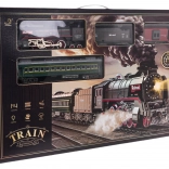 train rétro avec fumée et sons, set avec rails et accessoires