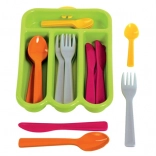 Gowi children's cutlery set – green, 17 pieces