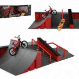 Finger-Skatepark Set mit Rampen, BMX-Rad und Skateboard