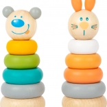 SMALL FOOT tour à empiler pastel – set en bois lapin et ours