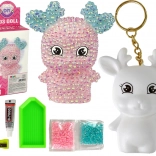 Creative DIY Set Pink Diamond Reindeer 3D Pendant with Crystals