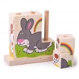 Bigjigs Baby cubes d’empilage en bois animaux