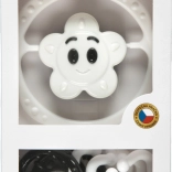 Black-and-white rattle set – stroller chain and star/flower rattle