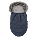 Dark blue NEW BABY children's footmuff with faux fur
