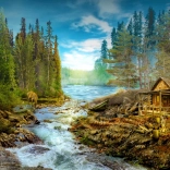 Puzzle mit 1000 Teilen – Blockhütte an den Stromschnellen ENJOY PUZZLE