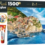 Puzzelset Manarola, Ligurië, Italië 1500 stukjes met lijm