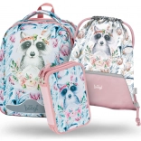 Ensemble scolaire Shelly Raton laveur : cartable, trousse et sac