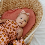 Cotton muslin swaddle blanket CORAL LEOPARD 120 × 120 cm