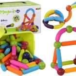 Large set of magnetic blocks in a storage box 64 pieces