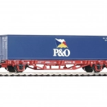 PIKO Lgs579 platte wagen met 40ft P&O-container, DB AG, H0 (tijdperk V)