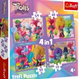 Puzzle Trefl Trolls 3 : Aventures colorées 4-en-1 (35, 48, 54, 70 pièces)