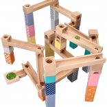 Wooden Pastel Marble Run, 53 pieces + 6 glass marbles