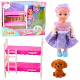 Doll Set with Bunk Bed and Dog