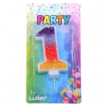 Feestkaars nummer 1 met sterren