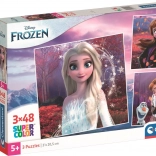 Puzzel 3×48 stukjes DISNEY FROZEN – set van vierkante legpuzzels