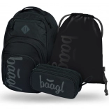 Baagl set with three black items: backpack, pencil case and bag