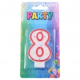 Party candle red shape number 8