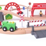 Wooden Train Set with Electric Locomotive
