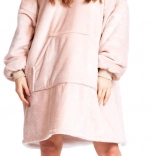 Cozy Noxxiez CH357 Beige - warme tv-hoodiedeken met capuchon voor tieners en volwassenen