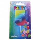 Party candle number 5 rainbow
