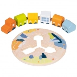 goki threading wooden train with five carriages