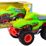 Voiture tout-terrain dinosaure T‑Rex avec lumières et sons, verte