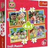 Puzzel 4v1 Cocomelon, Maak kennis met helden Trefl