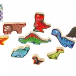 Houten puzzelbord met safari-dieren 20 × 14 cm – Dinosaurussen
