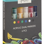 NASSAU FINE ART Double-Ended Acrylic Markers, 6 Colors