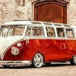 Diamantschilderij Rode Volkswagen 30x40 cm