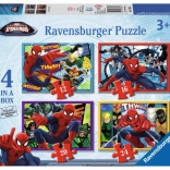 Kinderpuzzel Disney Spider-Man 4-in-1 – 12, 16, 20 en 24 stukjes, 19×14 cm