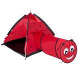 Kindertent met tunnel Lieveheersbeestje rood