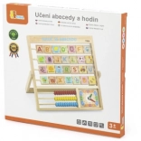 Wooden alphabet and clock in Czech