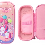 Roze etui met 3D eenhoorn, tweekamer 24 × 11 × 7 cm