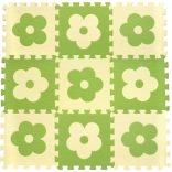 Schaumstoff-Puzzle-Matte Blumen grün-beige