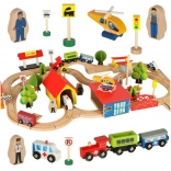 Wooden Train Set for Children 69 Pieces