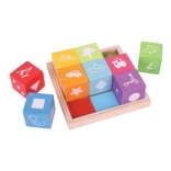Bigjigs wooden picture blocks ABC with tray