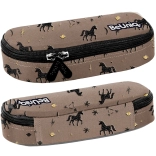 Paso single-compartment brown school pencil case with unicorn