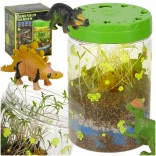 Terrarium voor het kweken van planten met LED-lamp en dinosaurussen
