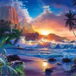 Diamantschilderen Zonsondergang op eiland 30x40 cm