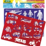 Drawing Stencils with Transport and People Motifs