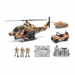 Military set with helicopter with light and sound