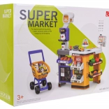 mega supermarkt met winkelwagentje en accessoires voor kinderen